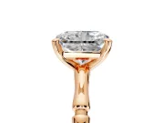 Solitaire Engagement Ring Setting for Radiant Cut Center with Bamboo Band and Prong Head in Rose Gold