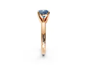 Solitaire Engagement Ring Setting for Fancy Blue Cushion Cut Center with Wire Band and Prong Head in Rose Gold