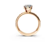 Solitaire Engagement Ring Setting for Heart-Shaped Center with XO Engraved Band and Prong Head in Rose Gold