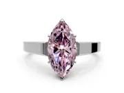 Solitaire Engagement Ring Setting for Fancy Pink Marquise Center with Tapered Split Shoulders and Prong Head in White Gold