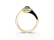 Halo Engagement Ring Setting for Fancy Green Marquise Center with Plain Tapered Band and Prong Head in Yellow Gold