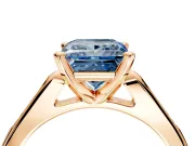 Solitaire Engagement Ring Setting for Fancy Blue Princess Cut Center with Channel Accents and Prong Head in Rose Gold