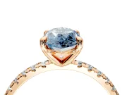 Solitaire Engagement Ring Setting for Fancy Blue Marquise Center with Fine Pave Narrow Band and Prong Head in Rose Gold