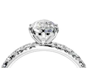 Solitaire Engagement Ring Setting for Pear-Shaped Center with Shared-Prong Accents and Prong Head in Platinum