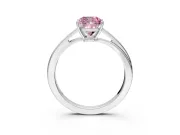 Solitaire Engagement Ring Setting for Fancy Pink Cushion Cut Center with Plain Bypass Twist Band and Prong Head in Sterling Silver