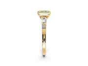 Bar-Set Engagement Ring Setting for Fancy Yellow Radiant Cut Center with Tapered Baguette Accents and Prong Head in Yellow Gold