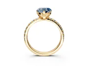 Solitaire Engagement Ring Setting for Fancy Blue Heart-Shaped Center with Large Accents and Prong Head in Yellow Gold