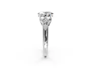 Cluster Engagement Ring Setting for Oval Center with Round Cut Accent Frame and Prong Head in Platinum