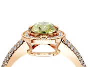 Milgrain Halo Engagement Ring Setting for Fancy Yellow Pear-Shaped Center with Three-Sided Pave Band and Prong Head in Rose Gold