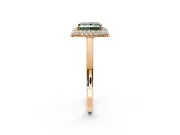 Halo Engagement Ring Setting for Fancy Green Princess Cut Center with Plain Tapered Band and Prong Head in Rose Gold