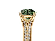 Solitaire Engagement Ring Setting for Fancy Green Round Cut Center with Pave Rail Split Shank and Prong Head in Yellow Gold
