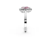 Starburst Halo Engagement Ring Setting for Fancy Pink Pear-Shaped Center with Flat Cathedral Band and Prong Head in White Gold