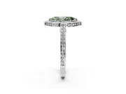 Halo Engagement Ring Setting for Fancy Green Marquise Center with Framed Halo, Pave Band and Prong Head in Platinum