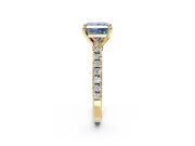 Solitaire Engagement Ring Setting for Fancy Blue Princess Cut Center with Single Row Accent Band and Prong Head in Yellow Gold