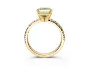 Solitaire Engagement Ring Setting for Fancy Yellow Asscher Cut Center with Large Accents and Prong Head in Yellow Gold