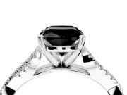 Solitaire Engagement Ring Setting for Fancy Black Cushion Cut Center with Twisted Pave Split Shank and Prong Head in Sterling Silver