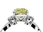 3 Stone Engagement Ring Setting for Fancy Yellow Cushion Cut Center with Pave Twist Band and Prong Head in Sterling Silver