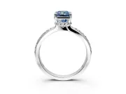Solitaire Engagement Ring Setting for Fancy Blue Radiant Cut Center with Raised Channel Band and Prong Head in Platinum