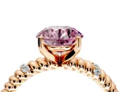 Rope Engagement Ring Setting for Fancy Pink Round Cut Center with Accent Shoulders and Prong Head in Rose Gold