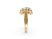 Solitaire Engagement Ring Setting for Oval Center with Twisted Band and Scroll Prong Head in Yellow Gold
