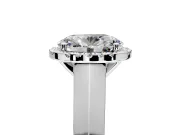 Halo Engagement Ring Setting for Oval Center with Knife Ridge Cathedral Band and Prong Head in Platinum