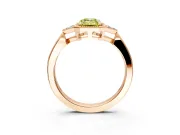 Cluster Engagement Ring Setting for Fancy Yellow Emerald Cut Center with Milgrain Shoulder Clusters and Prong Head in Rose Gold