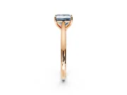 Solitaire Engagement Ring Setting for Fancy Blue Princess Cut Center with Narrow Cathedral Band and Prong Head in Rose Gold