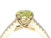 Solitaire Engagement Ring Setting for Fancy Yellow Cushion Cut Center with Pave Split Shank and Prong Head in Yellow Gold