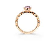 Solitaire Engagement Ring Setting for Fancy Pink Marquise Center with Beaded Bezel Station Band and Prong Head in Rose Gold