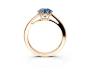 Solitaire Engagement Ring Setting for Fancy Blue Round Cut Center with Open Cathedral Shoulders and Prong Head in Rose Gold