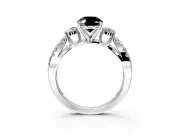 3 Stone Engagement Ring Setting for Fancy Black Oval Center with Pave Split Shank and Prong Head in Platinum