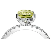 Solitaire Engagement Ring Setting for Fancy Yellow Radiant Cut Center with Band of Accents and Prong Head in Sterling Silver