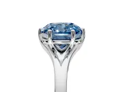 Solitaire Engagement Ring Setting for Fancy Blue Cushion Cut Center with Plain Split Shank and Prong Head in Sterling Silver