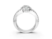 Halo Engagement Ring Setting for Cushion Cut Center with Wide-Open Pave Split Shank and Prong Head in Platinum
