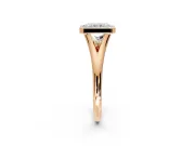 Solitaire Engagement Ring Setting for Radiant Cut Center with V Split Shank and Bezel Head in Rose Gold