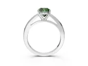 Solitaire Engagement Ring Setting for Fancy Green Cushion Cut Center with Flat-Sided Plain Band and Prong Head in White Gold