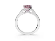 Solitaire Engagement Ring Setting for Fancy Pink Princess Cut Center with Channel Accents and Prong Head in White Gold