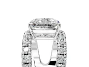 Solitaire Engagement Ring Setting for Radiant Cut Center with Wide-Open Split Shank and Prong Head in Sterling Silver