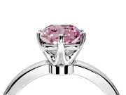 Solitaire Engagement Ring Setting for Fancy Pink Cushion Cut Center with Plain Band and Tulip Prong Head in Platinum