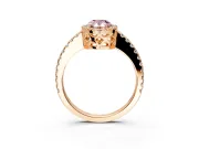 Accent Halo Engagement Ring Setting for Fancy Pink Pear-Shaped Center with Full-Length Pave Band and Prong Head in Rose Gold