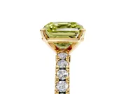Solitaire Engagement Ring Setting for Fancy Yellow Asscher Cut Center with Single Row Accent Band and Prong Head in Yellow Gold