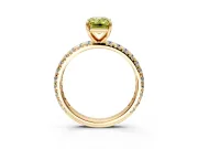 Solitaire Engagement Ring Setting for Fancy Yellow Emerald Cut Center with Shared-Prong Accents and Prong Head in Yellow Gold