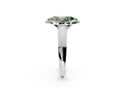 Halo Engagement Ring Setting for Fancy Green Marquise Center with Knife Ridge Cathedral Band and Prong Head in Sterling Silver
