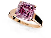 Solitaire Engagement Ring Setting for Fancy Pink Asscher Cut Center with Tapered Split Shoulders and Prong Head in Rose Gold