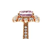 Milgrain Halo Engagement Ring Setting for Fancy Pink Princess Cut Center with Bezel Point Accents and Prong Head in Rose Gold