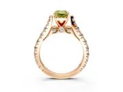 Solitaire Engagement Ring Setting for Fancy Yellow Emerald Cut Center with Pave Cathedral Shoulders and Prong Head in Rose Gold