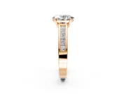 Solitaire Engagement Ring Setting for Oval Center with Princess Cut Channel Band and Prong Head in Rose Gold