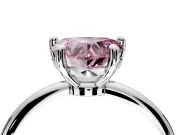 Minimalist Solitaire Engagement Ring Setting for Fancy Pink Heart-Shaped Center with Thin Band and Prong Head in White Gold