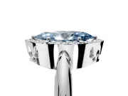 Halo Engagement Ring Setting for Fancy Blue Marquise Center with Tapered Plain Band and Prong Head in Platinum