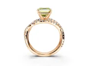 Solitaire Engagement Ring Setting for Fancy Yellow Asscher Cut Center with Woven 3-Strand Pave Band and Prong Head in Rose Gold
